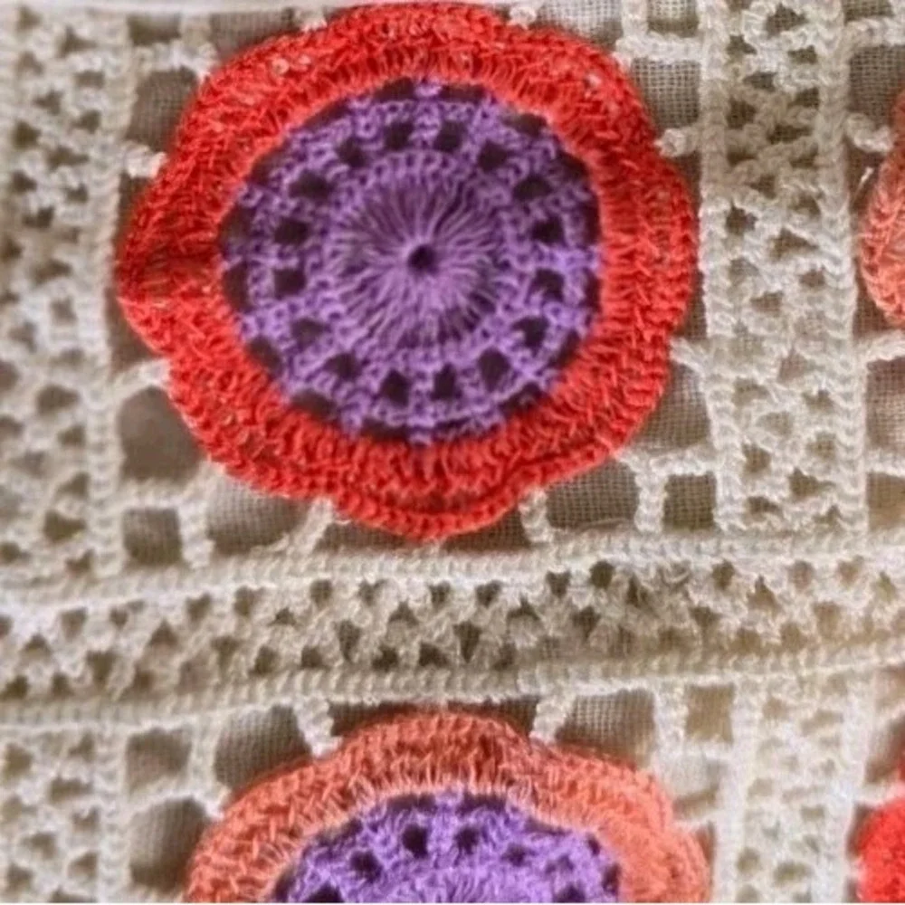 Gap Kids Girls XL‎ 12-14 Beige Gauze Tank Top Crochet Floral Flutter Sleeve Boho